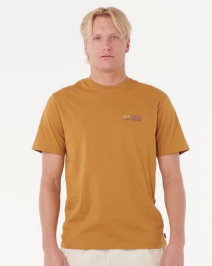 Tee Shirt en Coton Rip Curl "SURF REVIVAL LINED UP TEE" S Camel