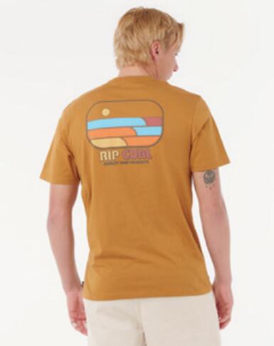 Tee Shirt en Coton Rip Curl "SURF REVIVAL LINED UP TEE" S Camel 2/2