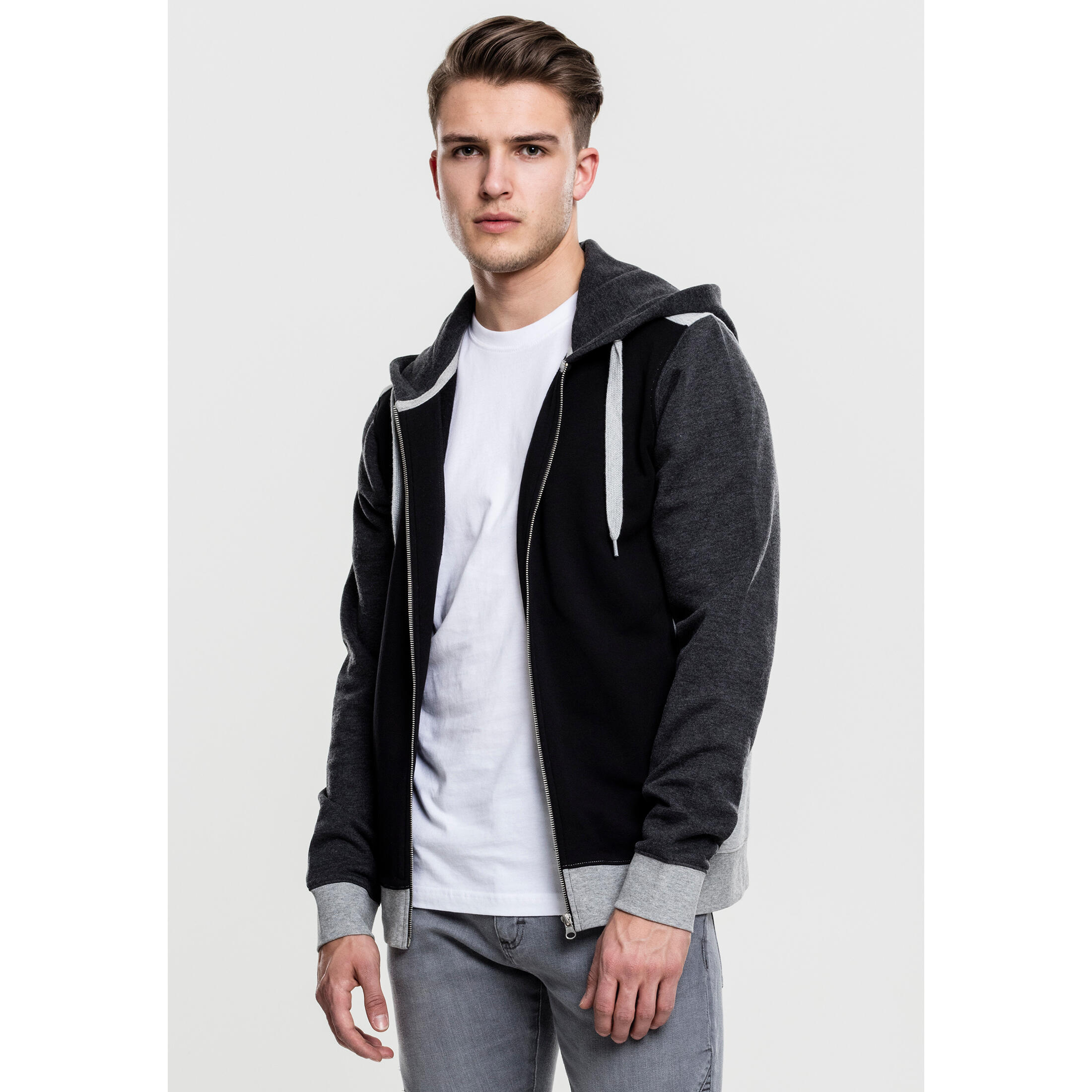 URBAN CLASSICS Felpa con cappuccio Urban Classic 3-tone sweat zip
