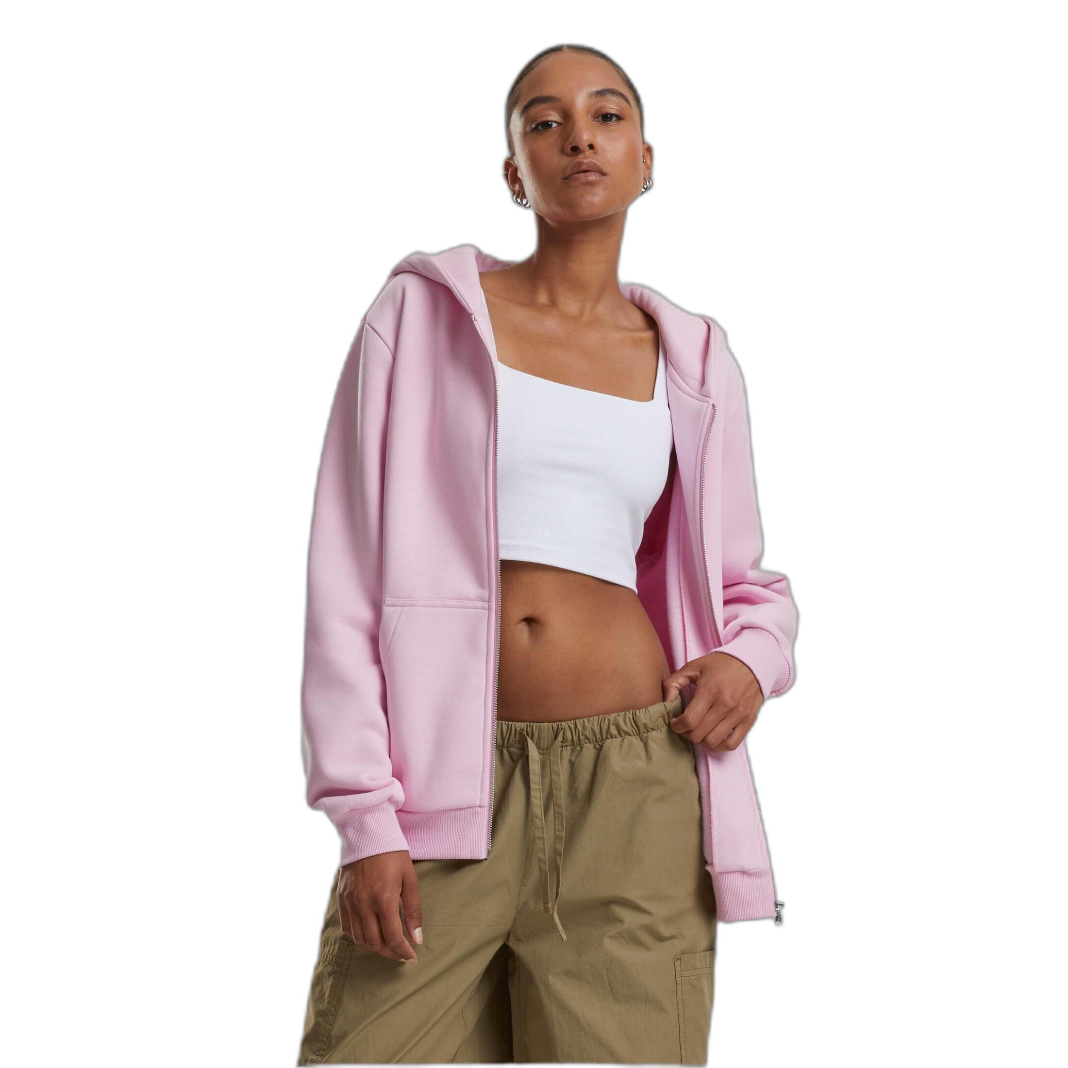 Urban Classics - Sweatshirt À Capuche Zippé Femme Urban Classics - Sweat-shirt - Rose - Decathlon