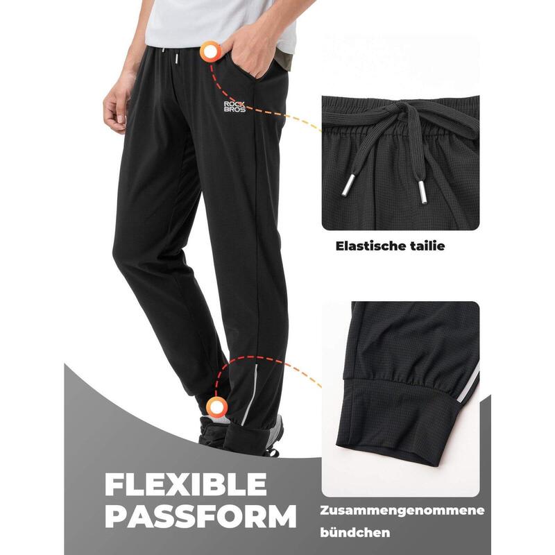 Pantaloni de ciclism elastici cu benzi reflectorizante