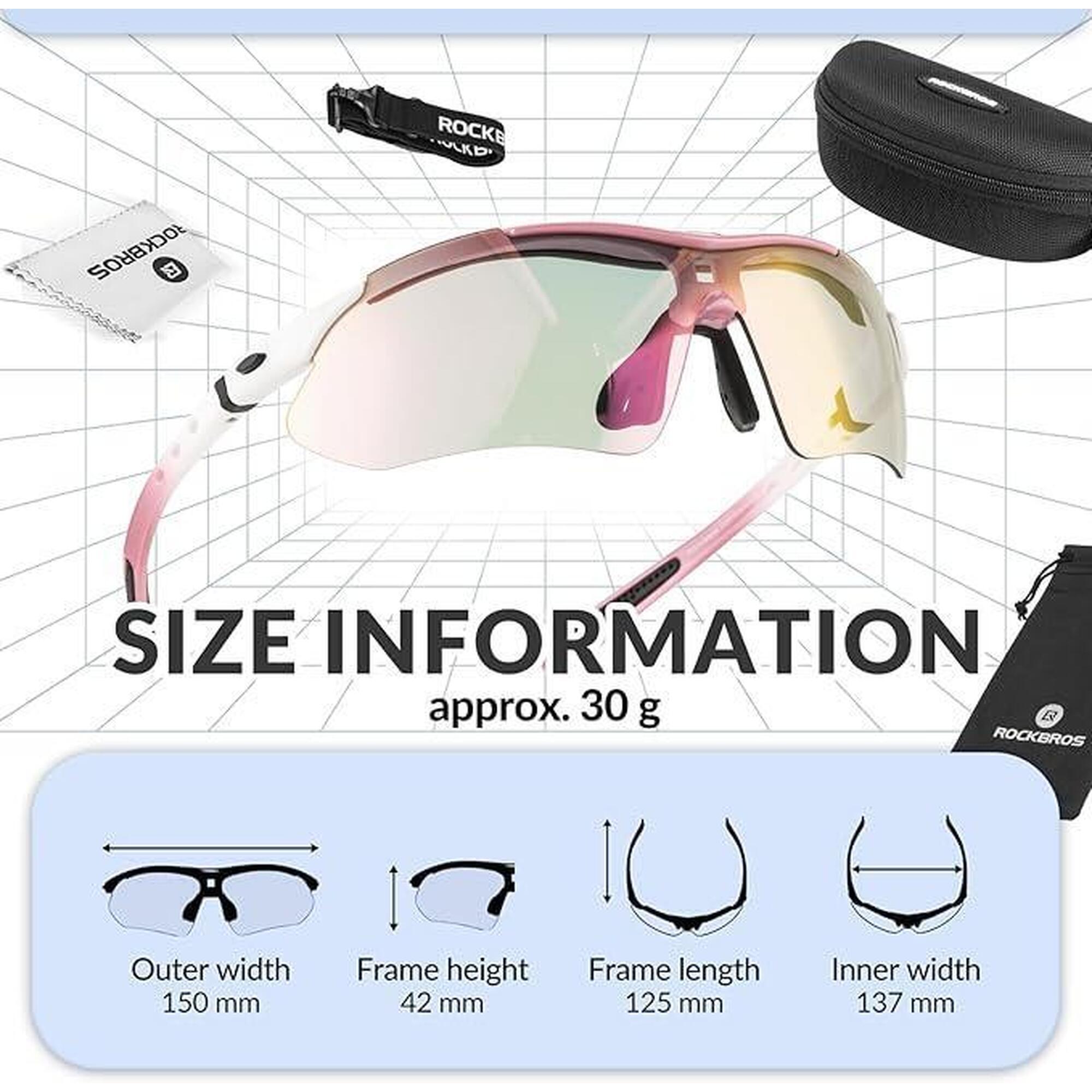ROCKBROS Lunettes Vélo Hommes Photochromiques, Lunettes De Soleil Photochromiques Cyclisme Femmes Transparantes Anti-UV400 Pour VTT Baseball Pêche Course Sports De Plein Air