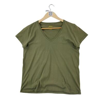 Tweedehands - korte mouw dames t-shirt khaki - als nieuw