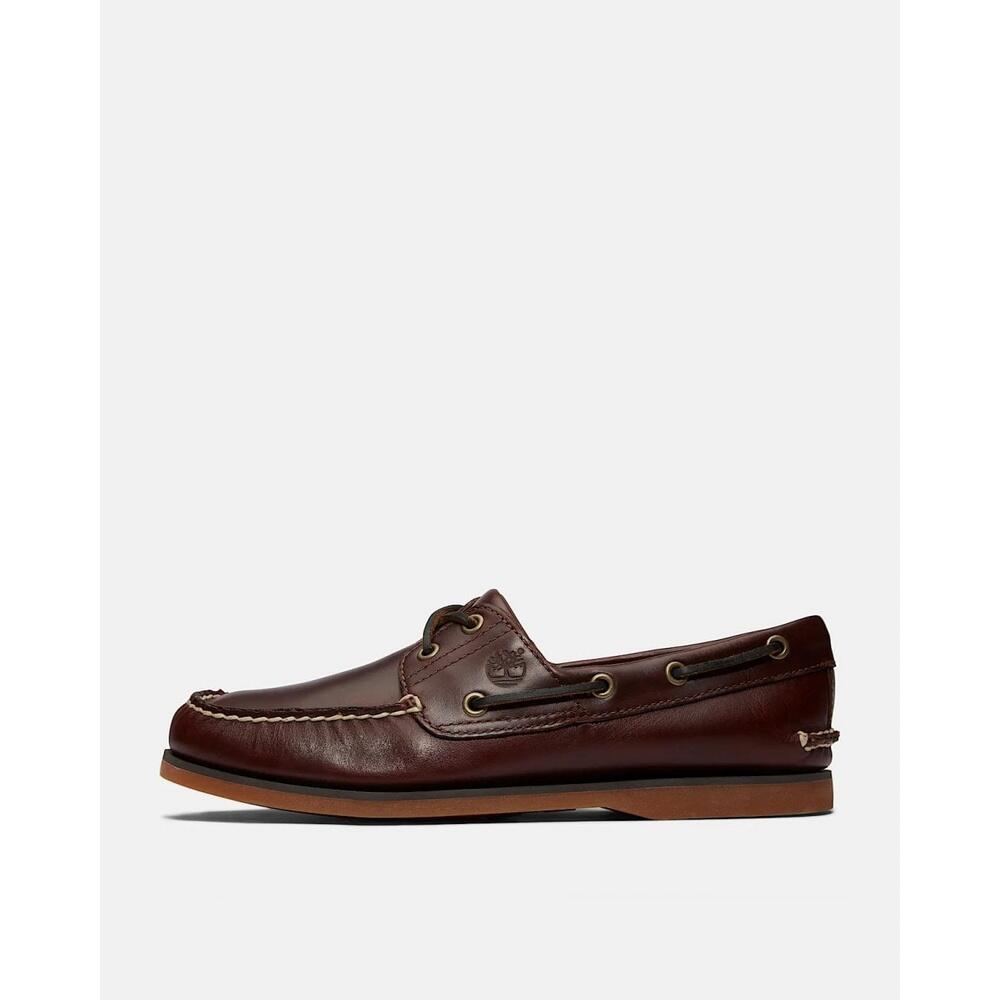Scarpe da barca uomo 2-eye in pelle marrone 6/6