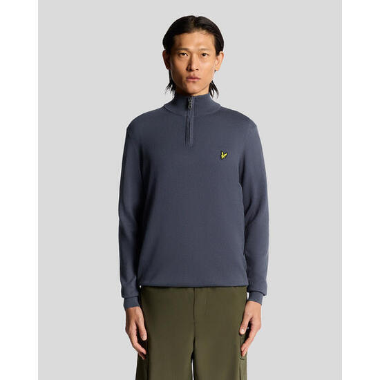 Katoenen merinowollen trui met een kwart rits Lyle & Scott