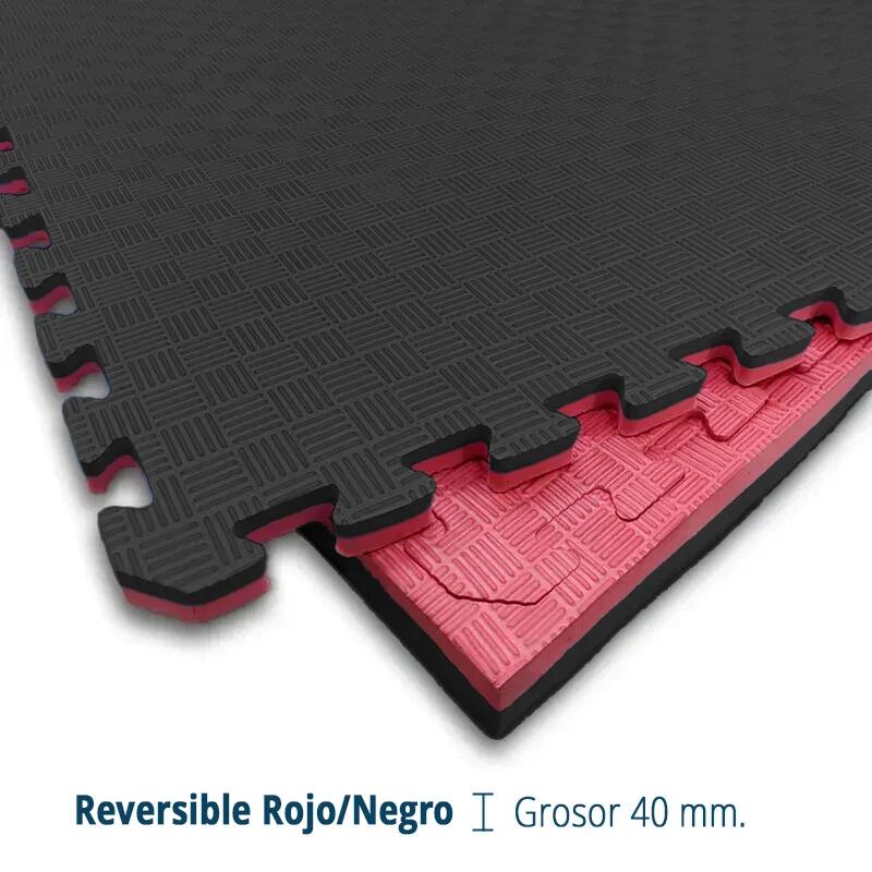 Tatami Puzzle EVA 100x100x40 mm (Lote 8 uds) (Vermelho-Preto) 7/7