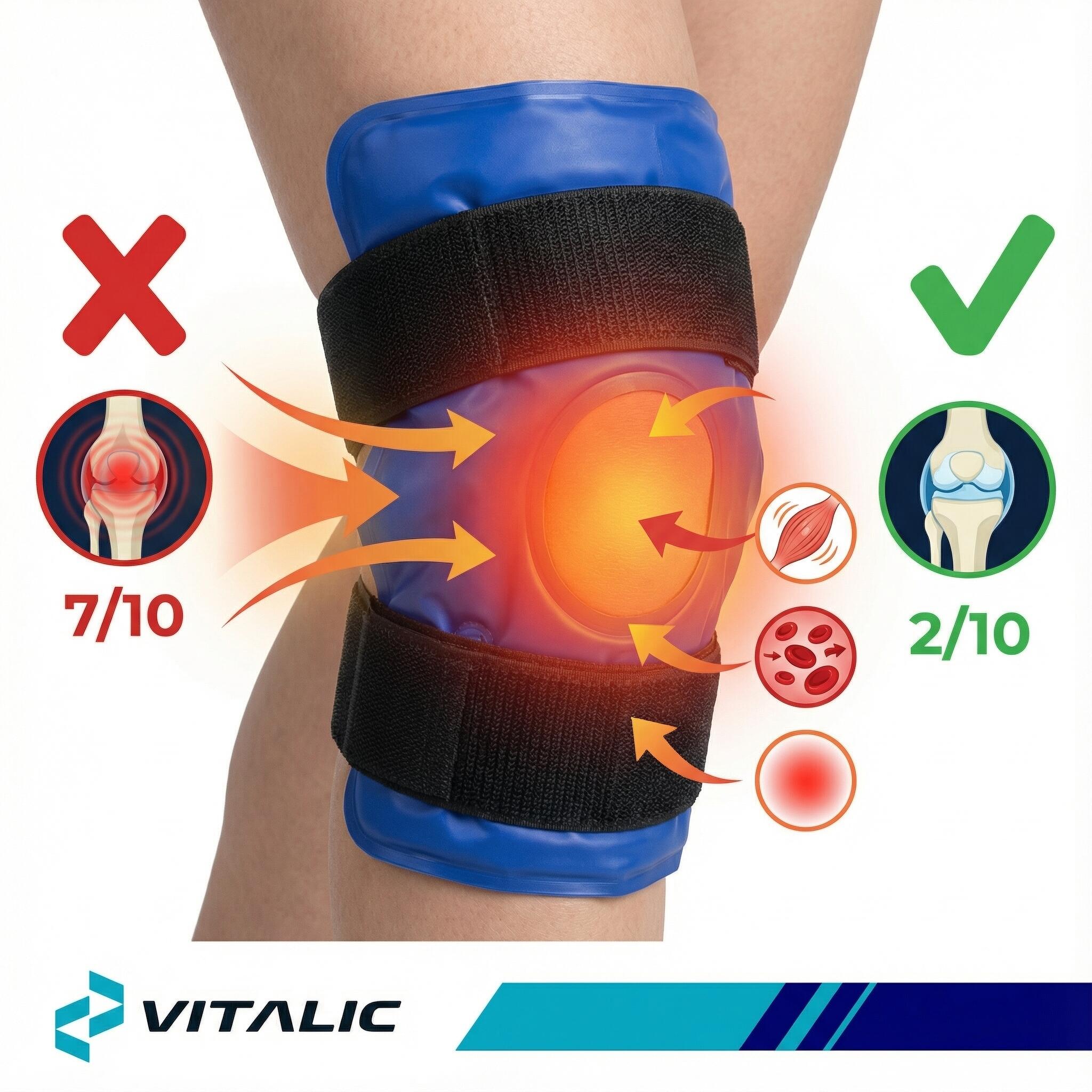 Joelheira com Bolsa de Gelo Refrescante - Almofada de Gel para Terapia de Calor 6/7