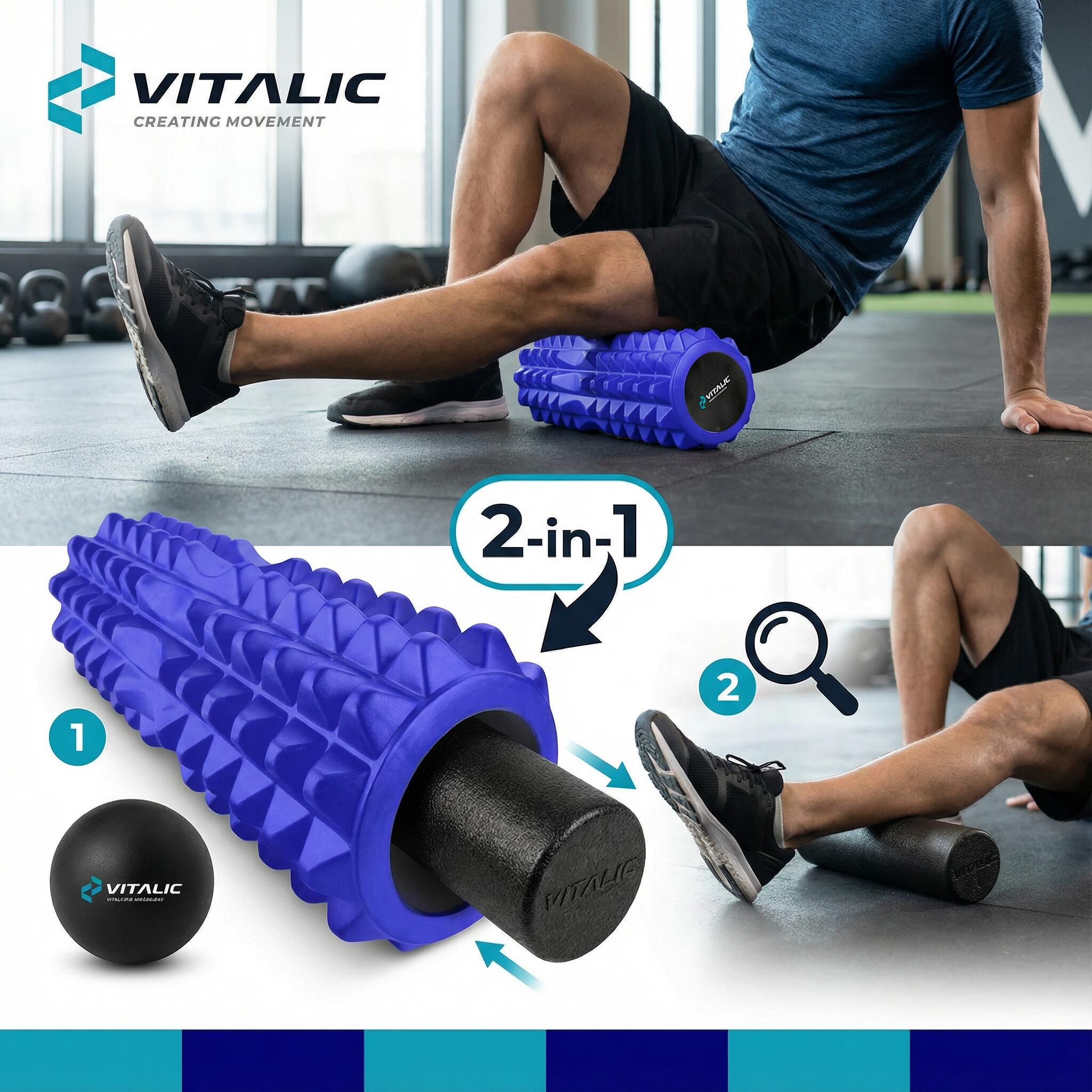 Rouleau de massage - Fitnness rouleau -  Fascia foam roller avec balles 2/7