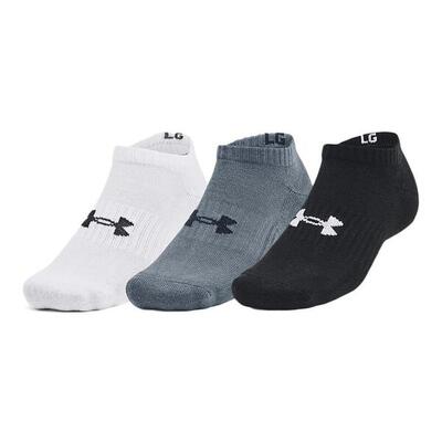 Under armour core no show sokken 3-pack wit/zwart/grijs heren