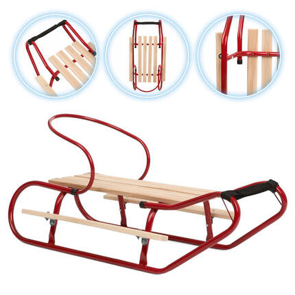 Sanki metalowe HUMBAKA z oparciem i podnóżkami