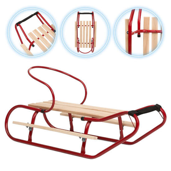 Sanki metalowe HUMBAKA z oparciem i podnóżkami