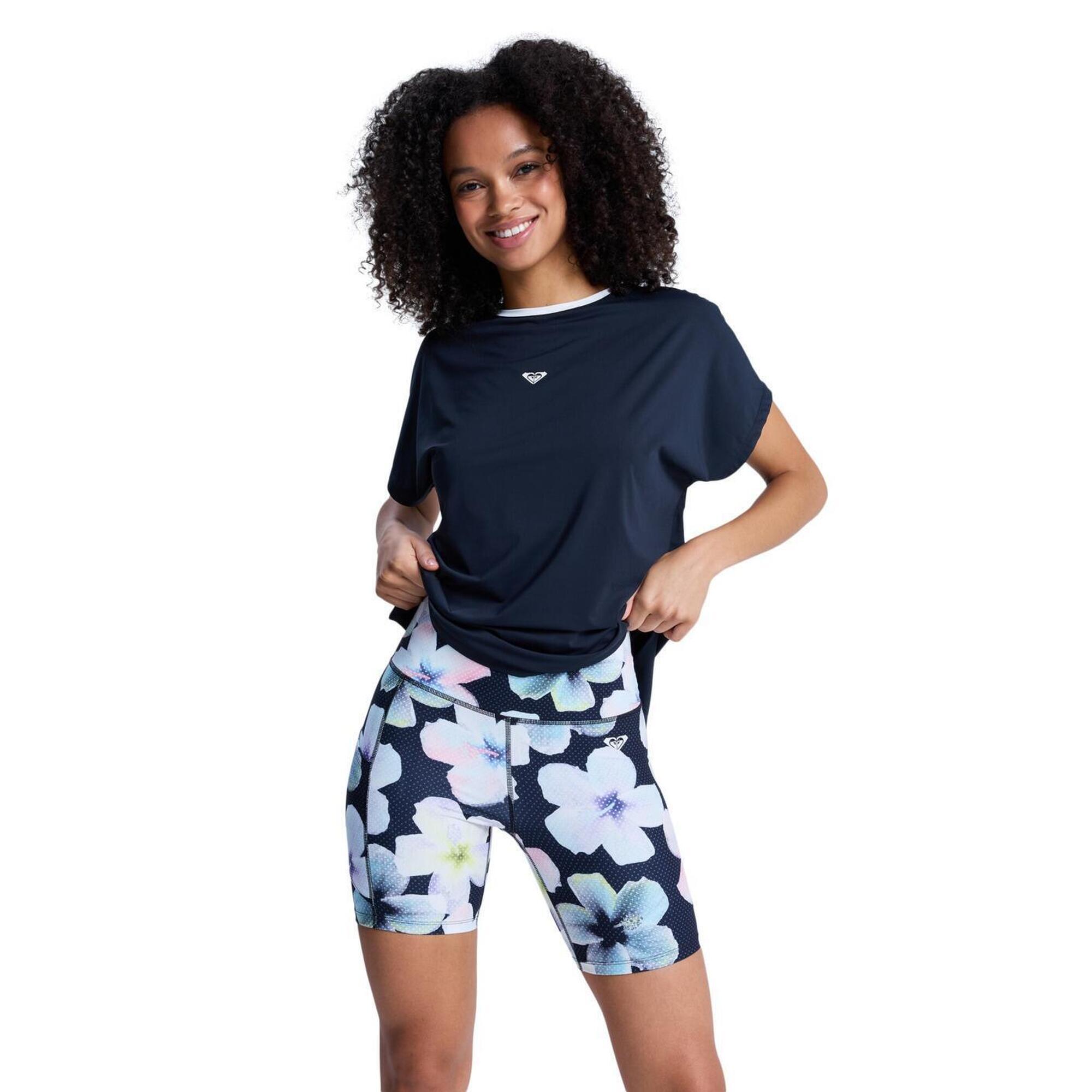 Roxy - Short Biker De Sport Heart Into It Biker Pt Noir Femme - Short - Noir - Decathlon