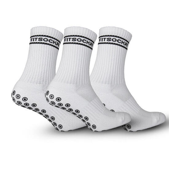 Combideal 3 paar Gripsokken Stripe - Wit