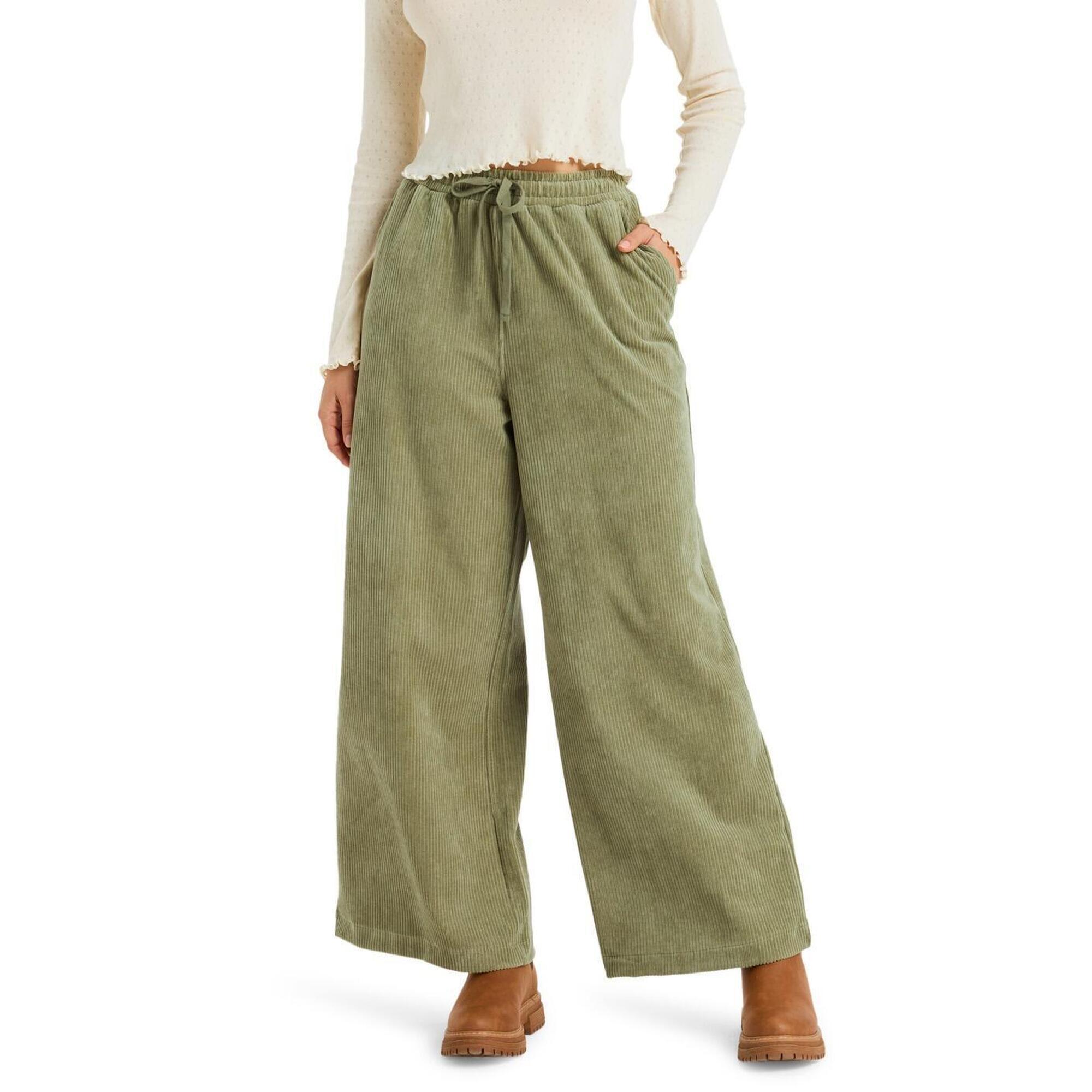 Roxy - Easy Wear - Pantalon En Velours Côtelé Lekeitio Knit Vert Femme - Pantalons - Vert - Decathlon