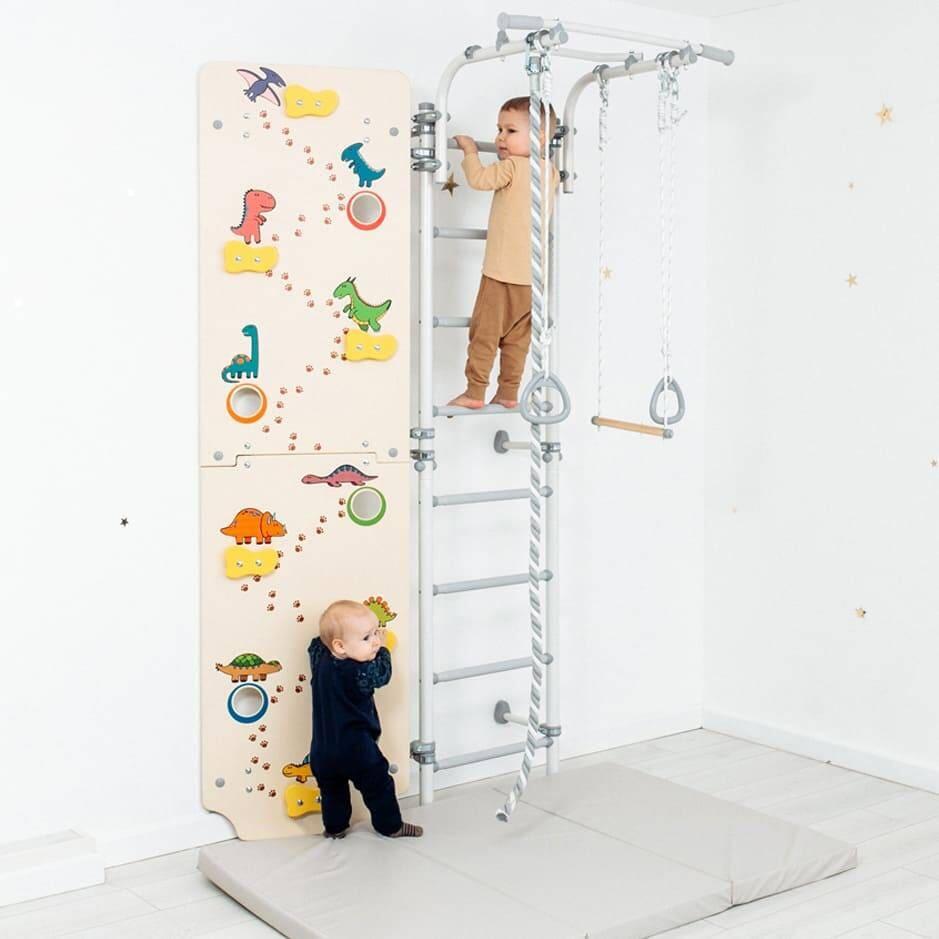 Kinderen Gymnastiek Sportraam met klimmuur en mat Kometa Next 1 Dino Wit/Geel 5/7