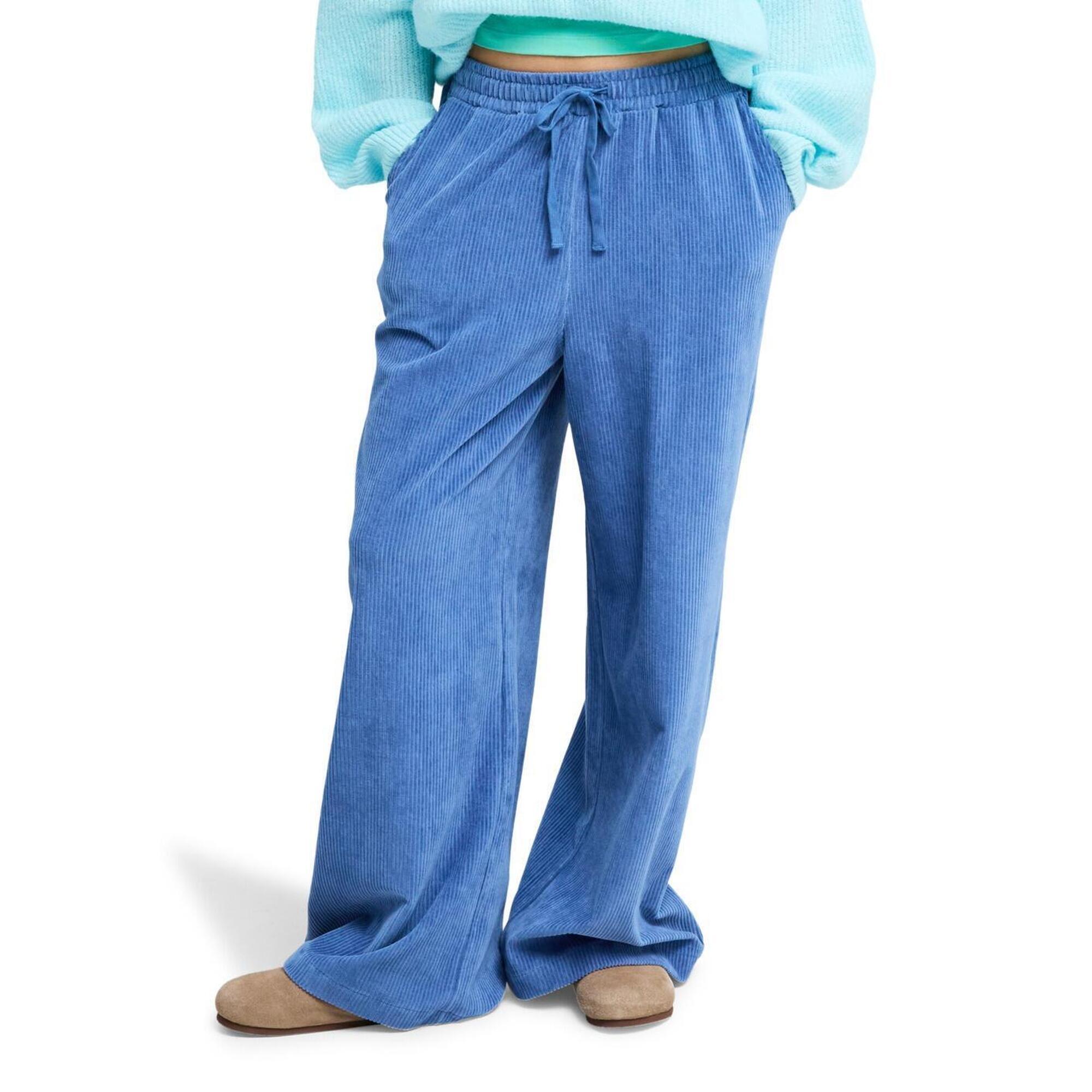 Roxy - Easy Wear - Pantalon En Velours Côtelé Lekeitio Knit Vert Femme - Pantalons - Bleu - Decathlon