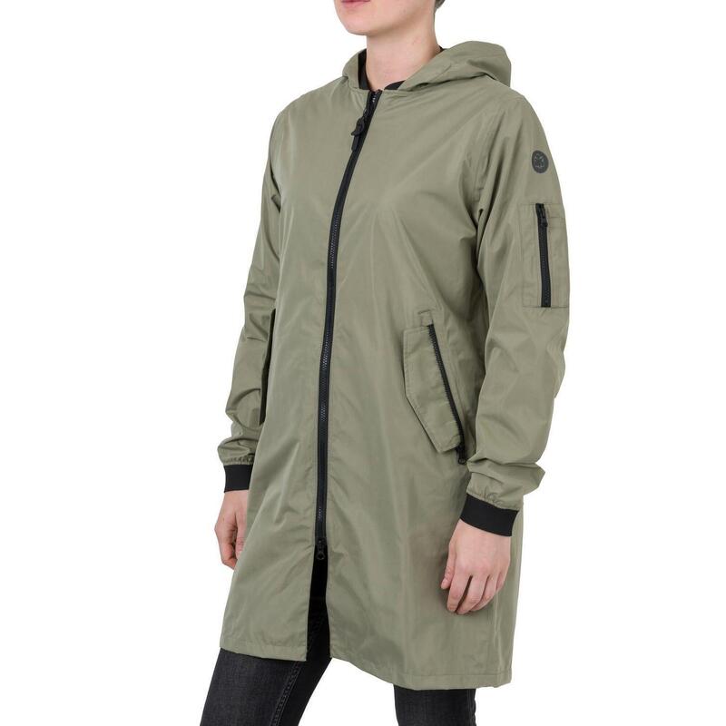 Long Bomber Rain Jacket  Women Green Pistachio