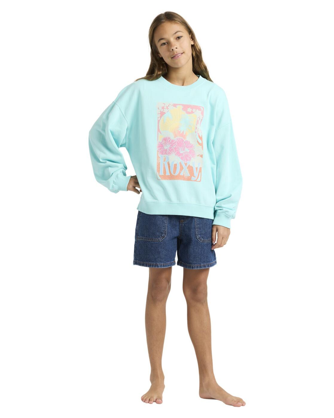 Sweat oversize LINEUP TERRY Bleu Fille 3/4