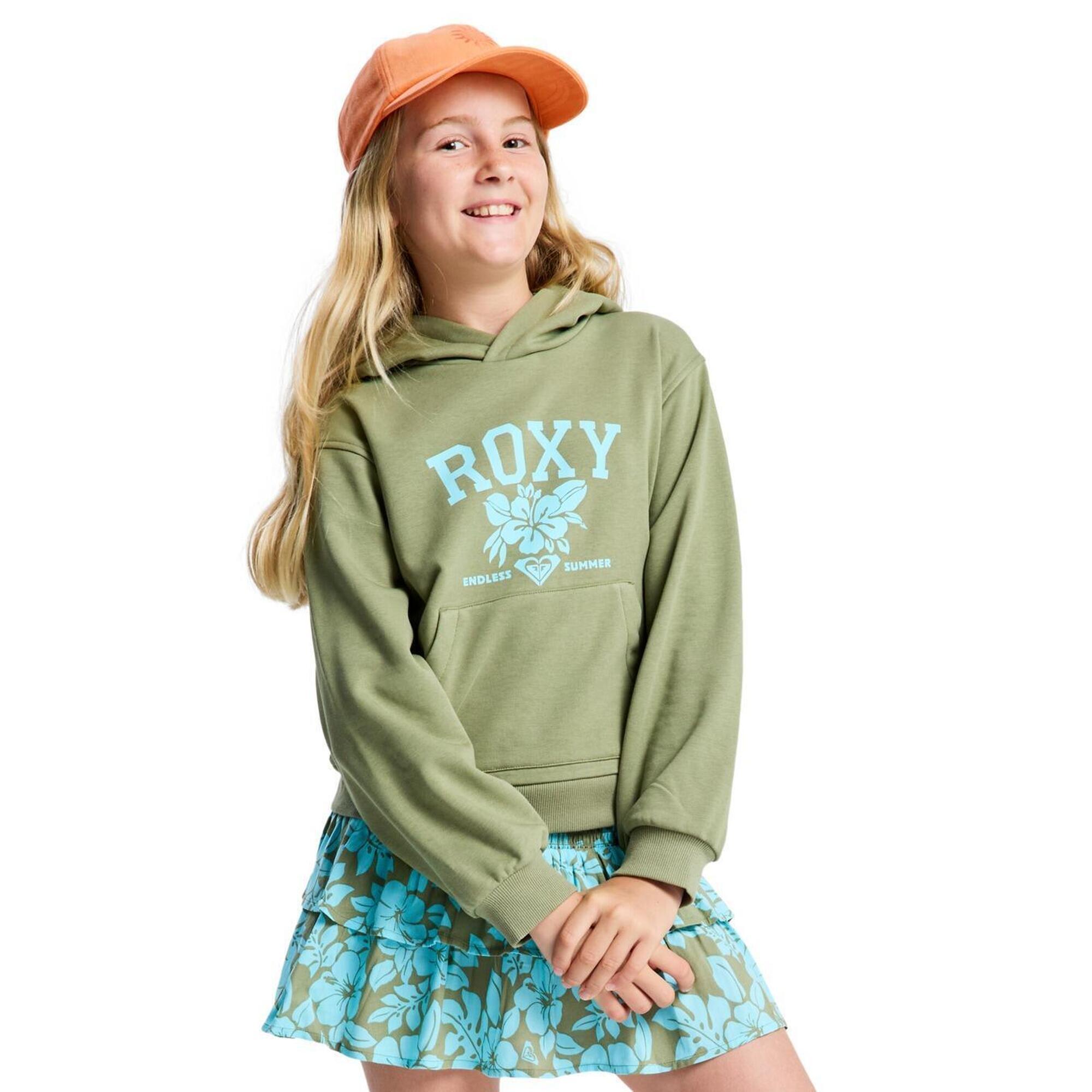 Roxy - Sweat À Capuche Relaxed Fit Hope You Trust 2 Vert Fille - Sweat-shirt - Vert - Decathlon
