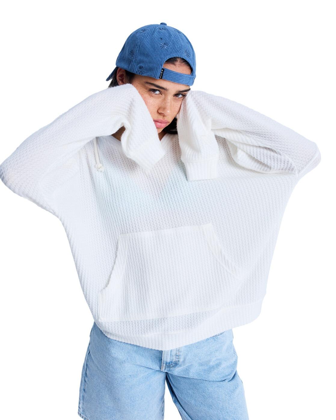 Sweat à capuche oversize en tricot OCEAN DRIVE Blanc Femme 1/4