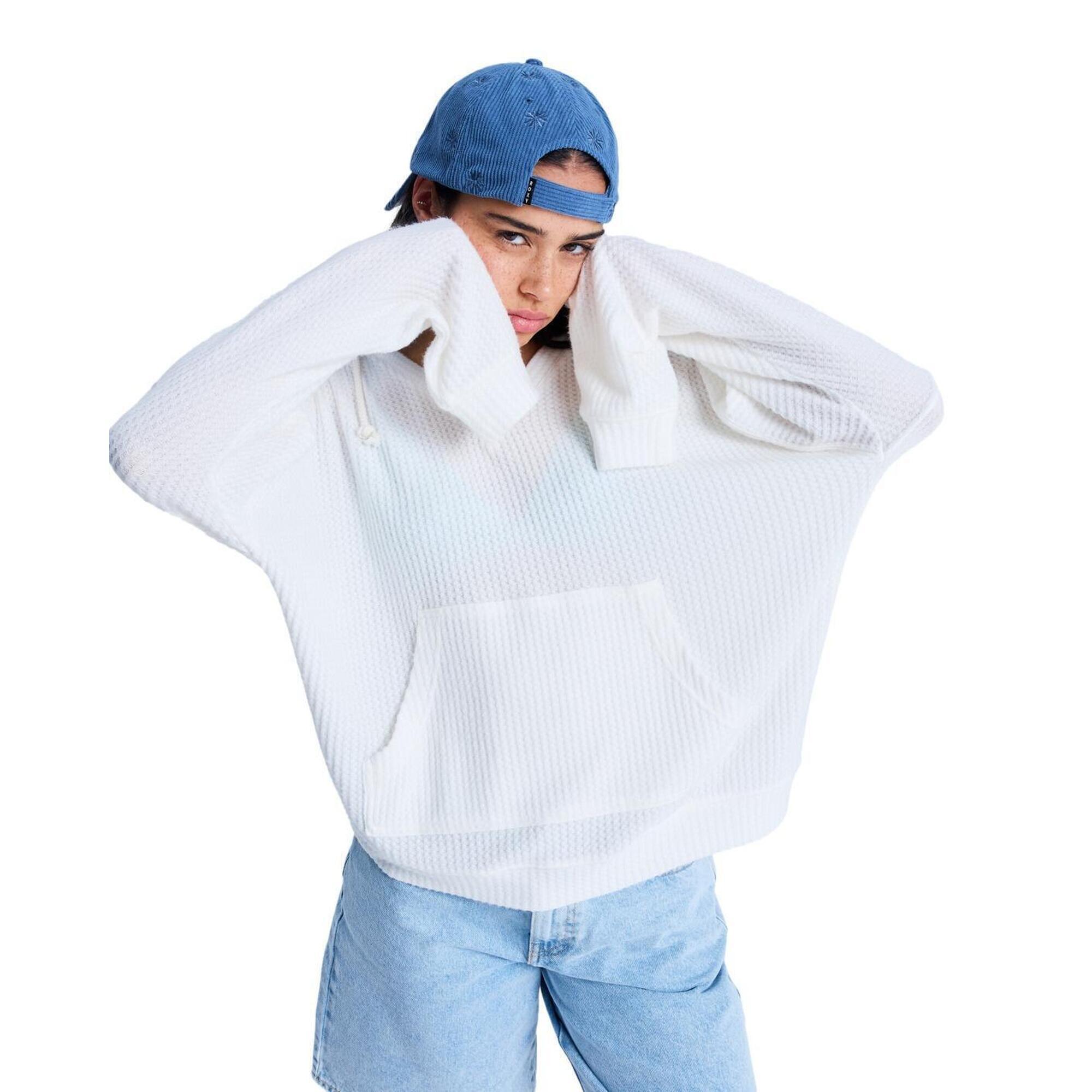 Roxy - Sweat À Capuche Oversize En Tricot Ocean Drive Blanc Femme - Sweat-shirt - Blanc - Decathlon
