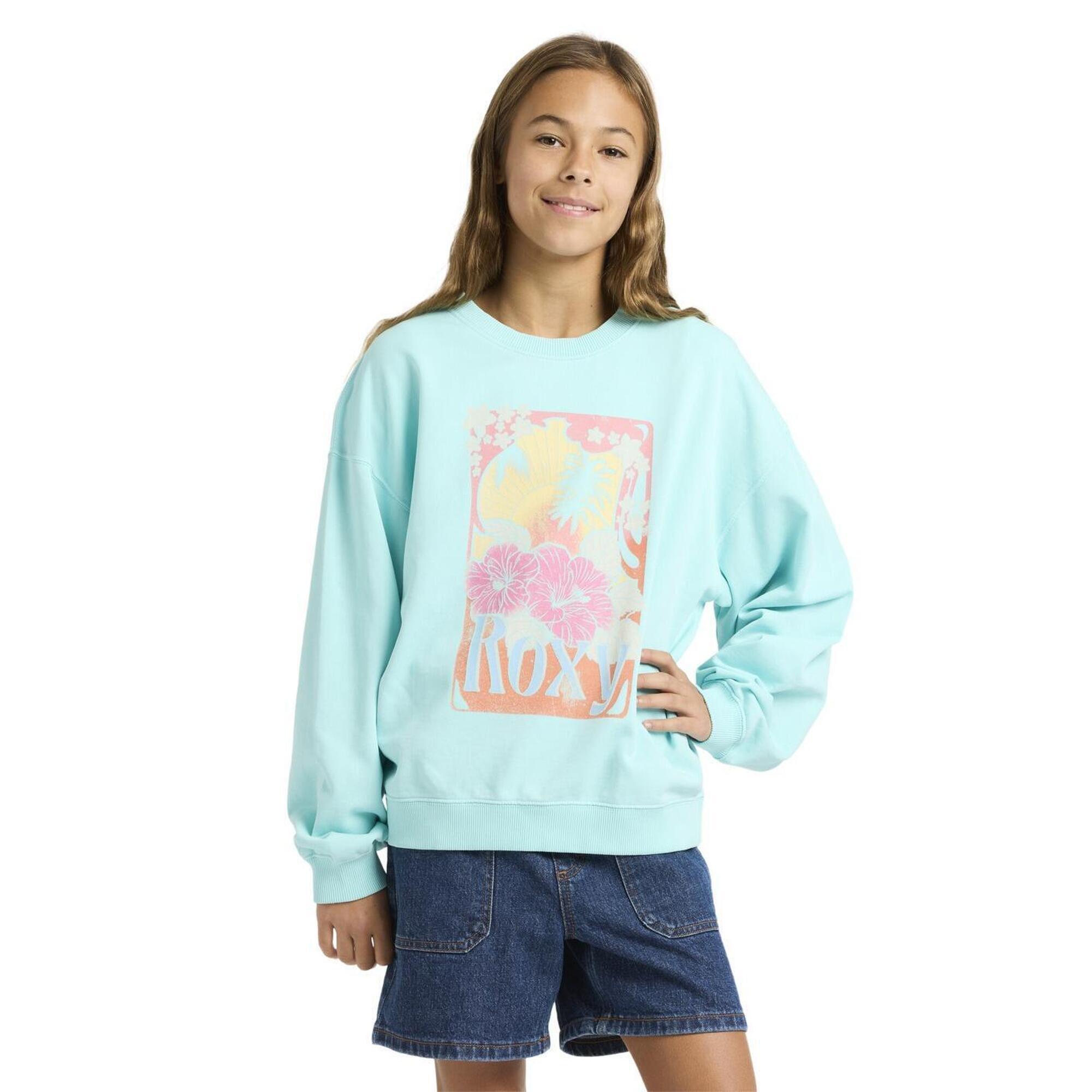 Roxy - Sweat Oversize Lineup Terry Bleu Fille - Sweat-shirt - Bleu - Decathlon