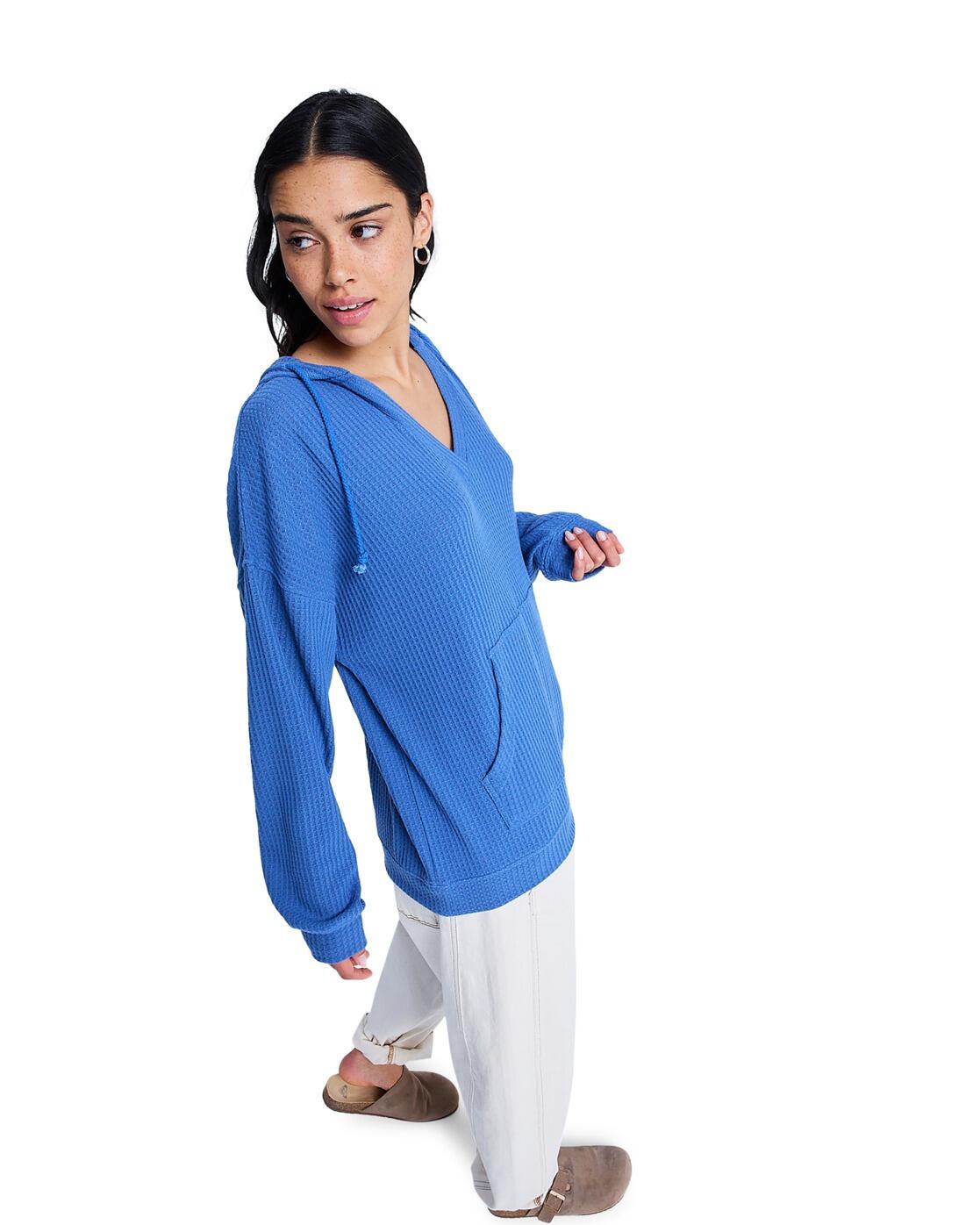 Sweat à capuche oversize en tricot OCEAN DRIVE Bleu Femme 3/4