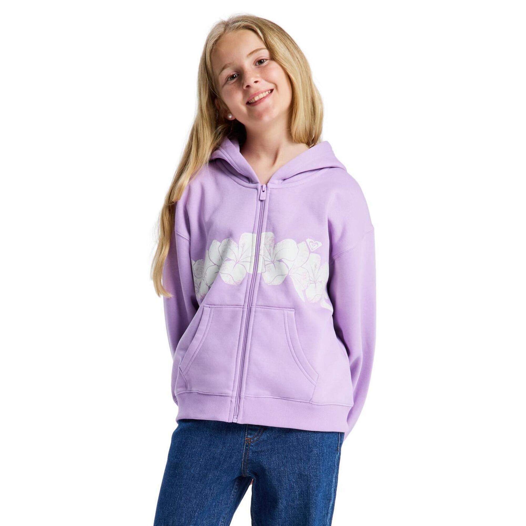Roxy - Sweat À Capuche Zippé Midnight Hike Brushed Violet Fille - Sweat-shirt - Violet - Decathlon