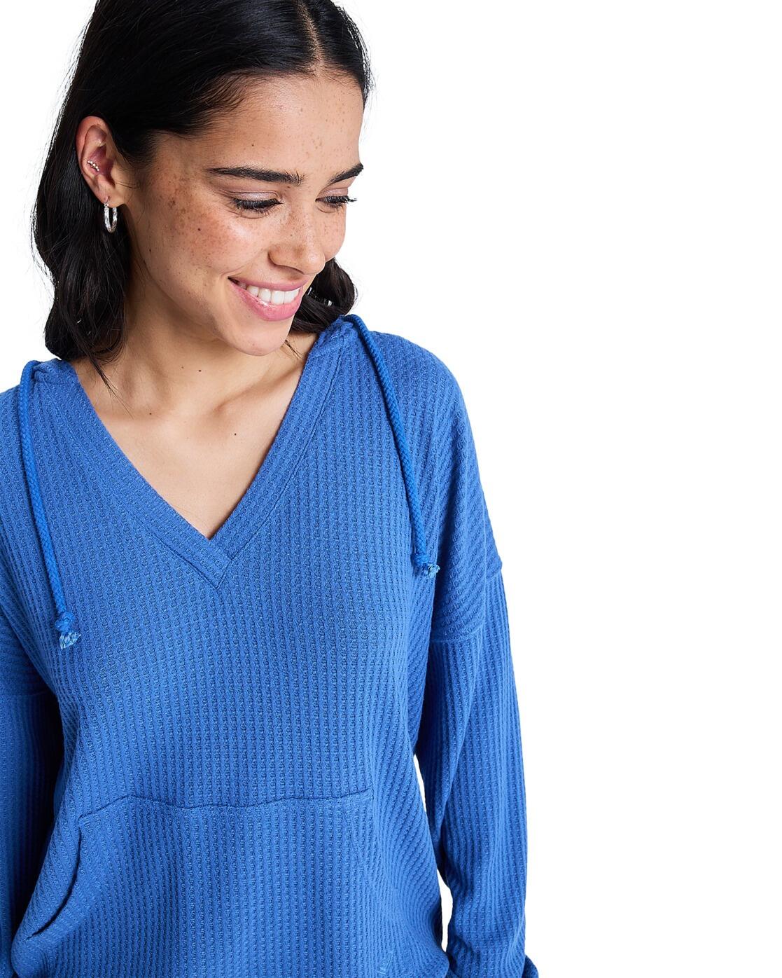 Sweat à capuche oversize en tricot OCEAN DRIVE Bleu Femme 4/4