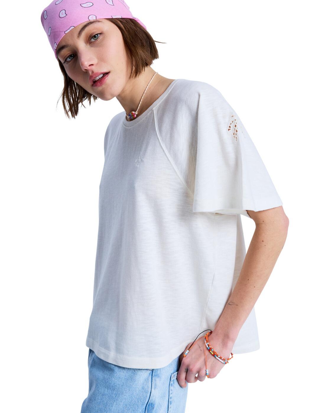 T-shirt à manches courtes TIME FOR PALM TREE Blanc Femme 3/4