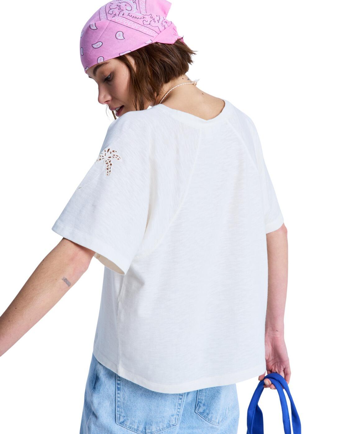 T-shirt à manches courtes TIME FOR PALM TREE Blanc Femme 2/4
