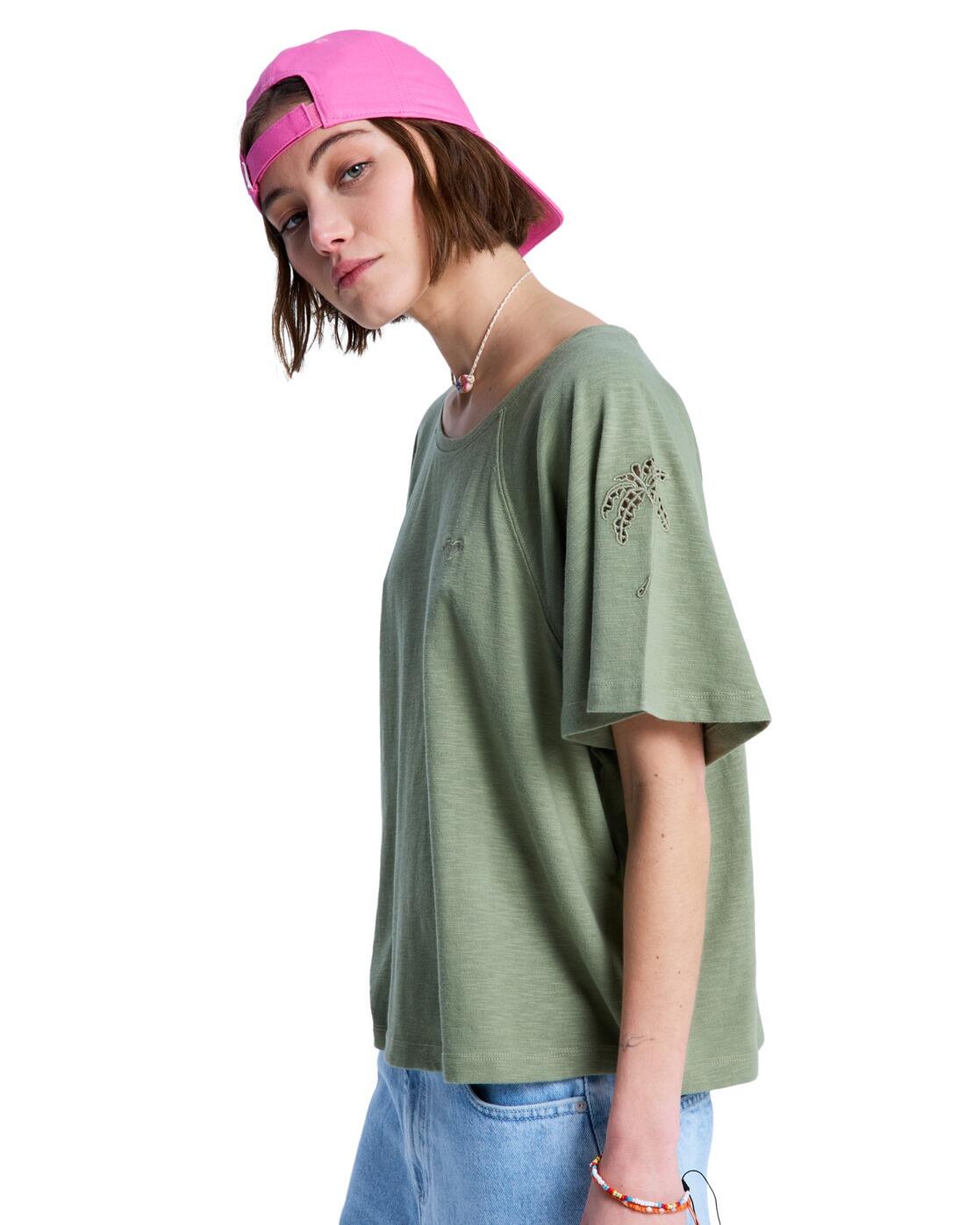 T-shirt à manches courtes TIME FOR PALM TREE Vert Femme 3/4