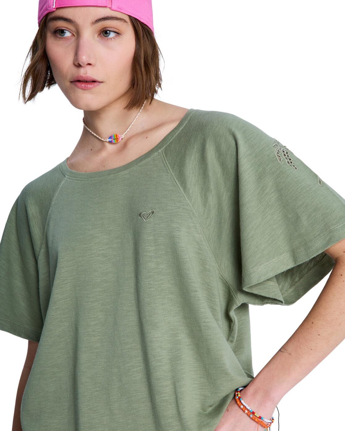 T-shirt à manches courtes TIME FOR PALM TREE Vert Femme 4/4