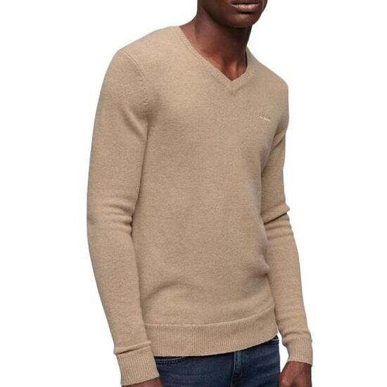 Pull Beige Homme Superdry Essential Vee Knit - XL