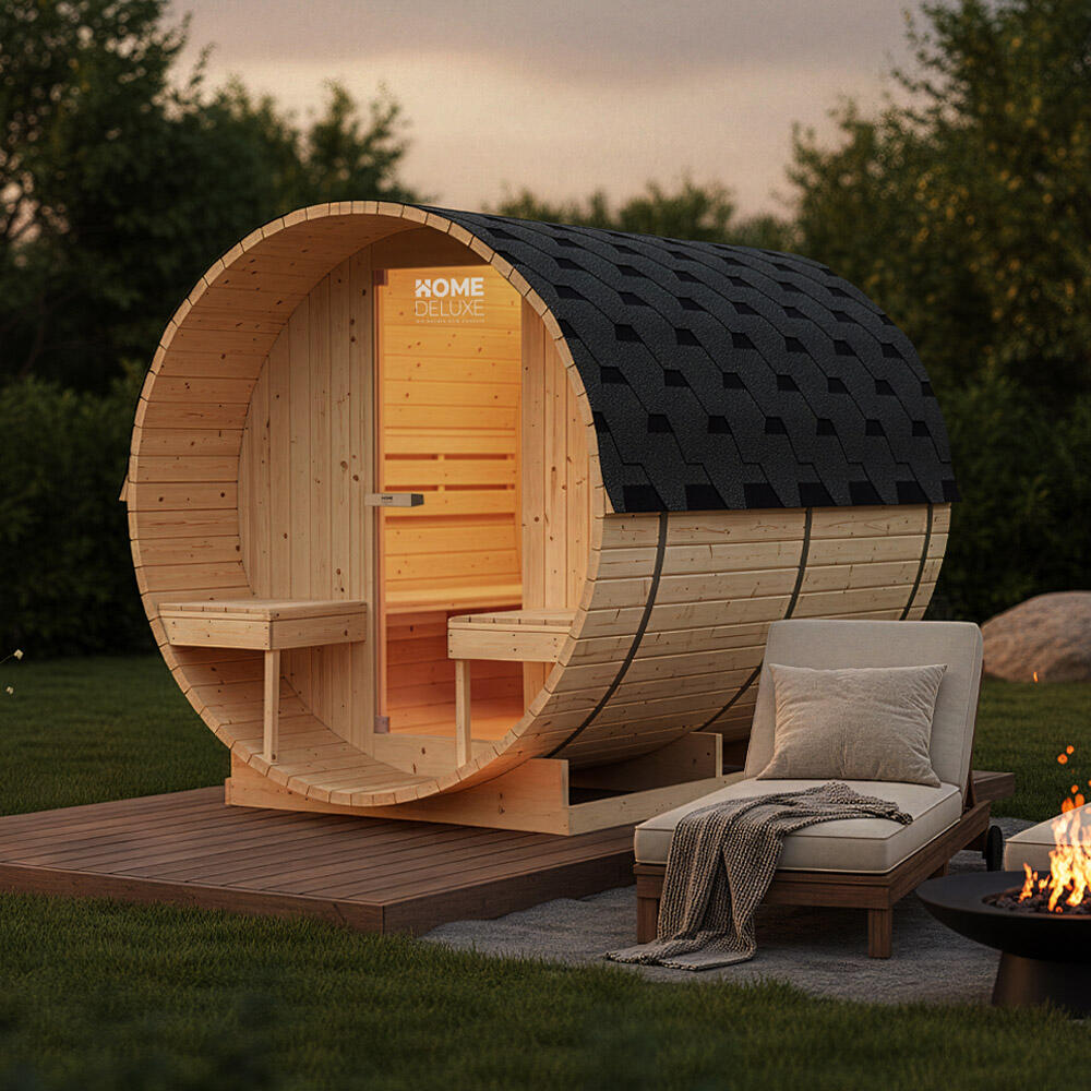 Sauna zewnętrzna beczkowa LAHTI DELUXE L – 195 x 220 cm dla 4 osób 2/7