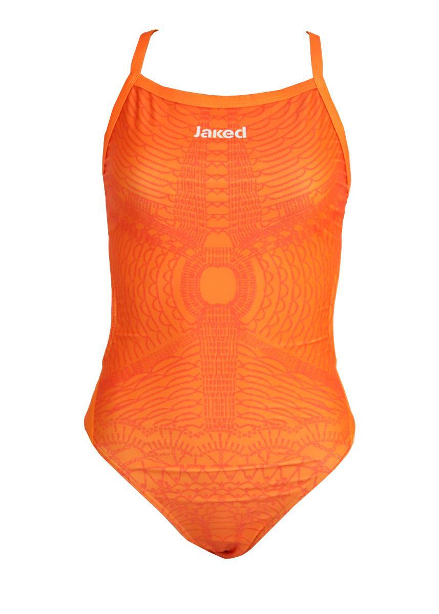 Maillot de bain femme mat orange et fuchsia. natation synthétique 2/5