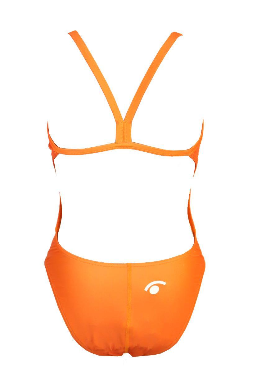 Maillot de bain femme mat orange et fuchsia. natation synthétique 4/5