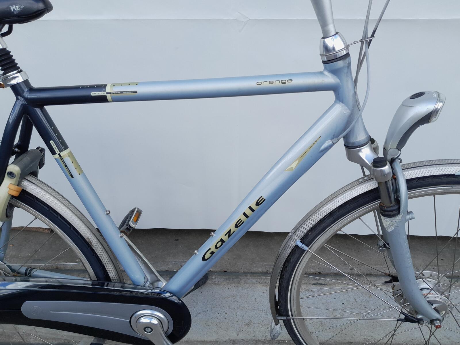 Gazelle stadsfiets 28" 7v, blauw-oranje, vering, dynamo 2/5