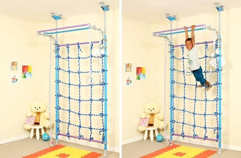 Enfants Sport Filet de grimpe avec barre de traction Wallbarz Nets Bleu 6/7
