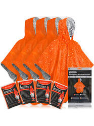 Poncho de Survie d'urgence (Lot de 4) Couverture Thermique en Mylar, Imperméable