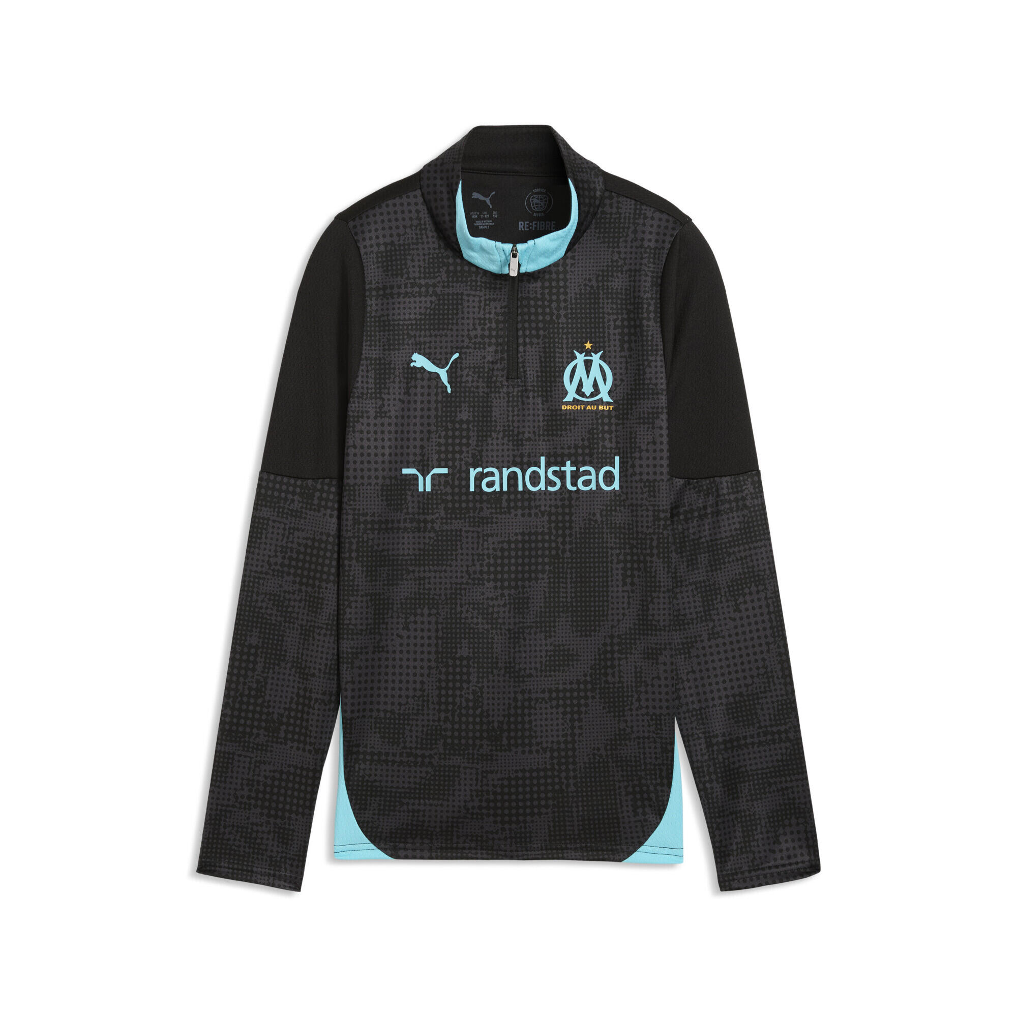 Puma - Haut D’entraînement À Col Zippé Olympique De Marseille Enfant Et Adolescent Puma - Maillot Manches Courtes - Bleu|noir - Decathlon