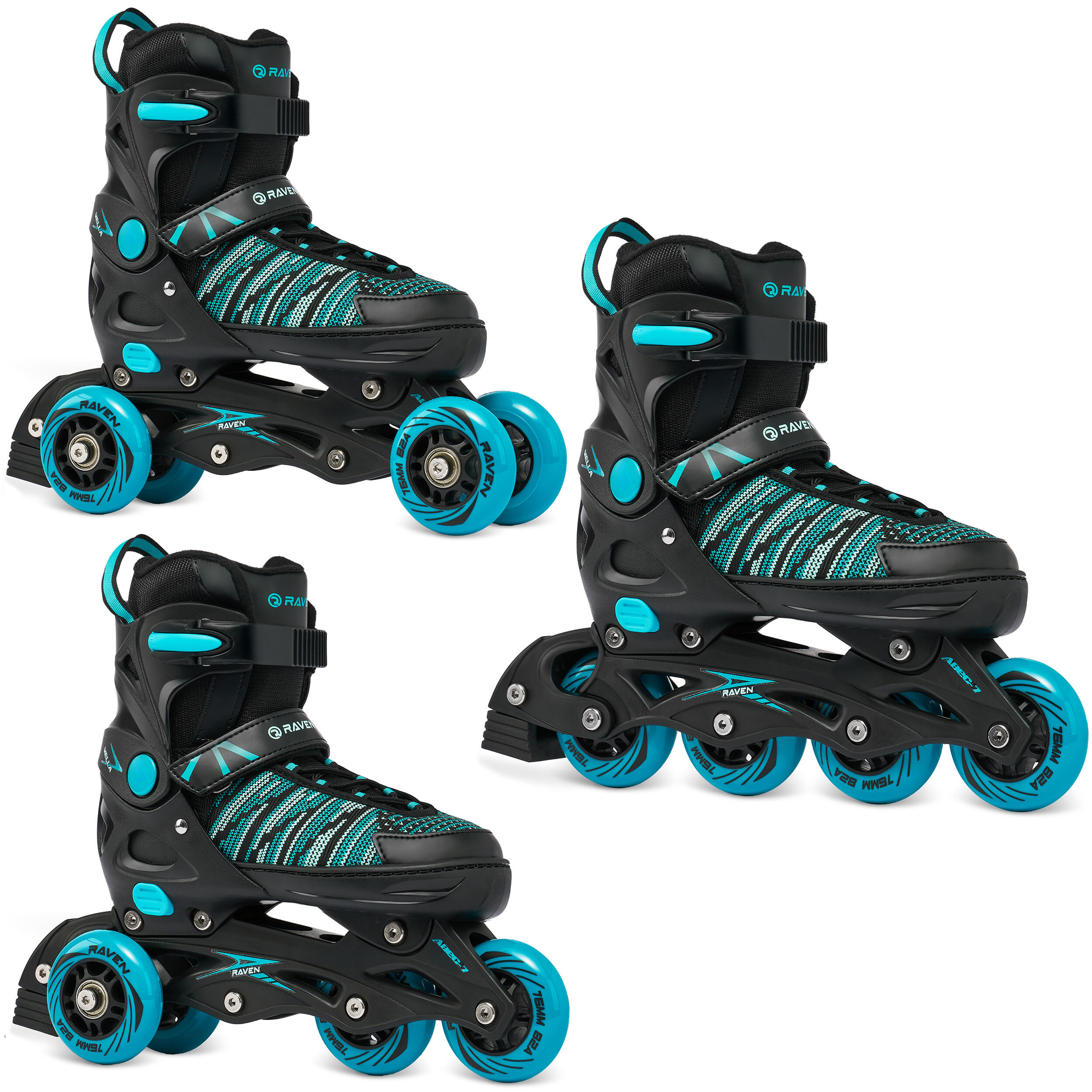 Raven - Raven Vella 3 En 1 Patins À Roulettes Ajustables - Rollers En Ligne - Noir|vert - 39/42 - Decathlon