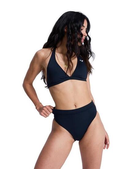 Bas de bikini taille haute SOLID ESSENTIALS MODERATE HIGH LEG Noir Femme