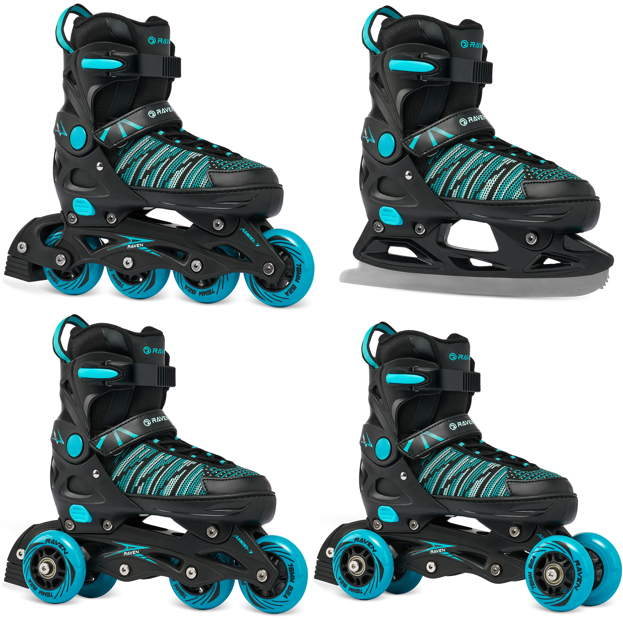 Raven - Patins À Roulettes 4en1 Ajustables Raven Vella - Rollers En Ligne - Noir|vert - 39/42 - Decathlon