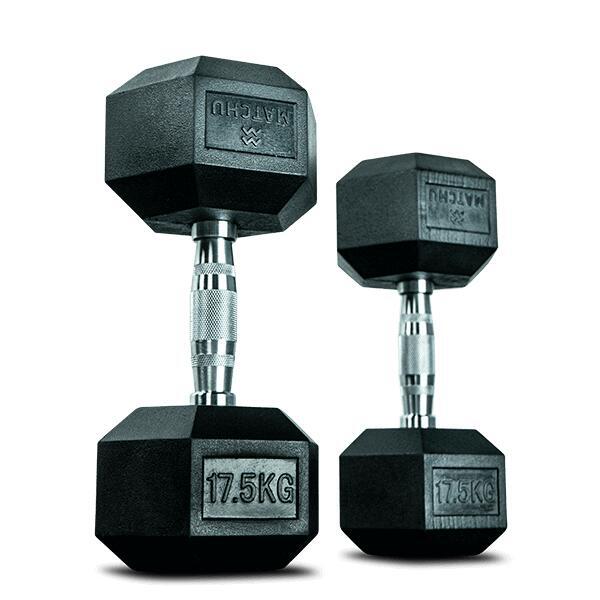 Hex Dumbbell 17,5 kg con cannocchiale in gomma