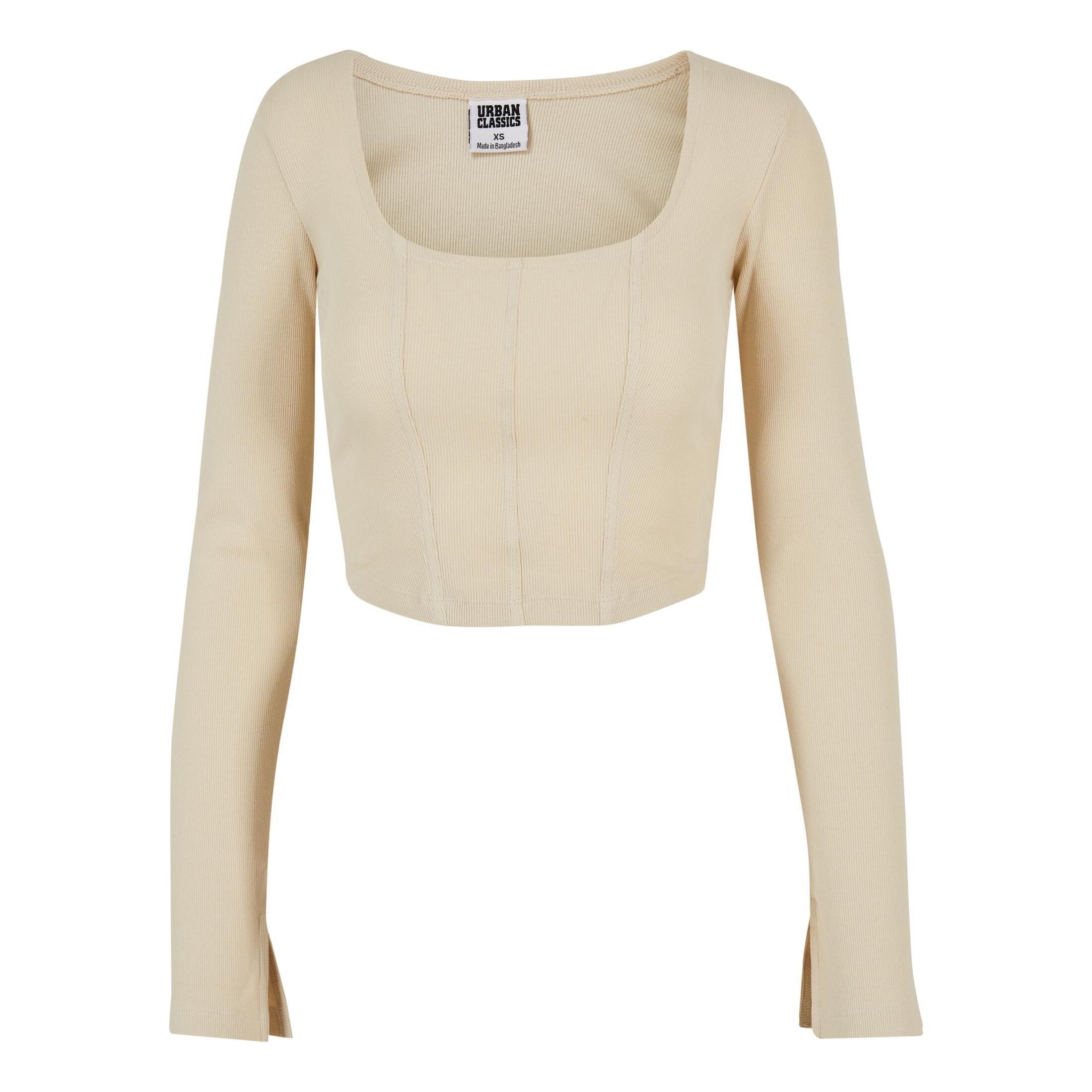 Urban Classics - T-shirt Crop Manches Longues Corsage Femme Urban Classics - T-shirt Manches Longues - Blanc - Decathlon