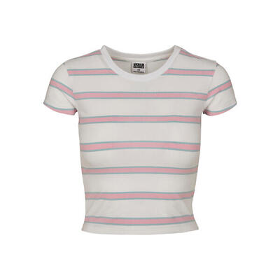 Dames-t-shirt urban classics stripe cropped