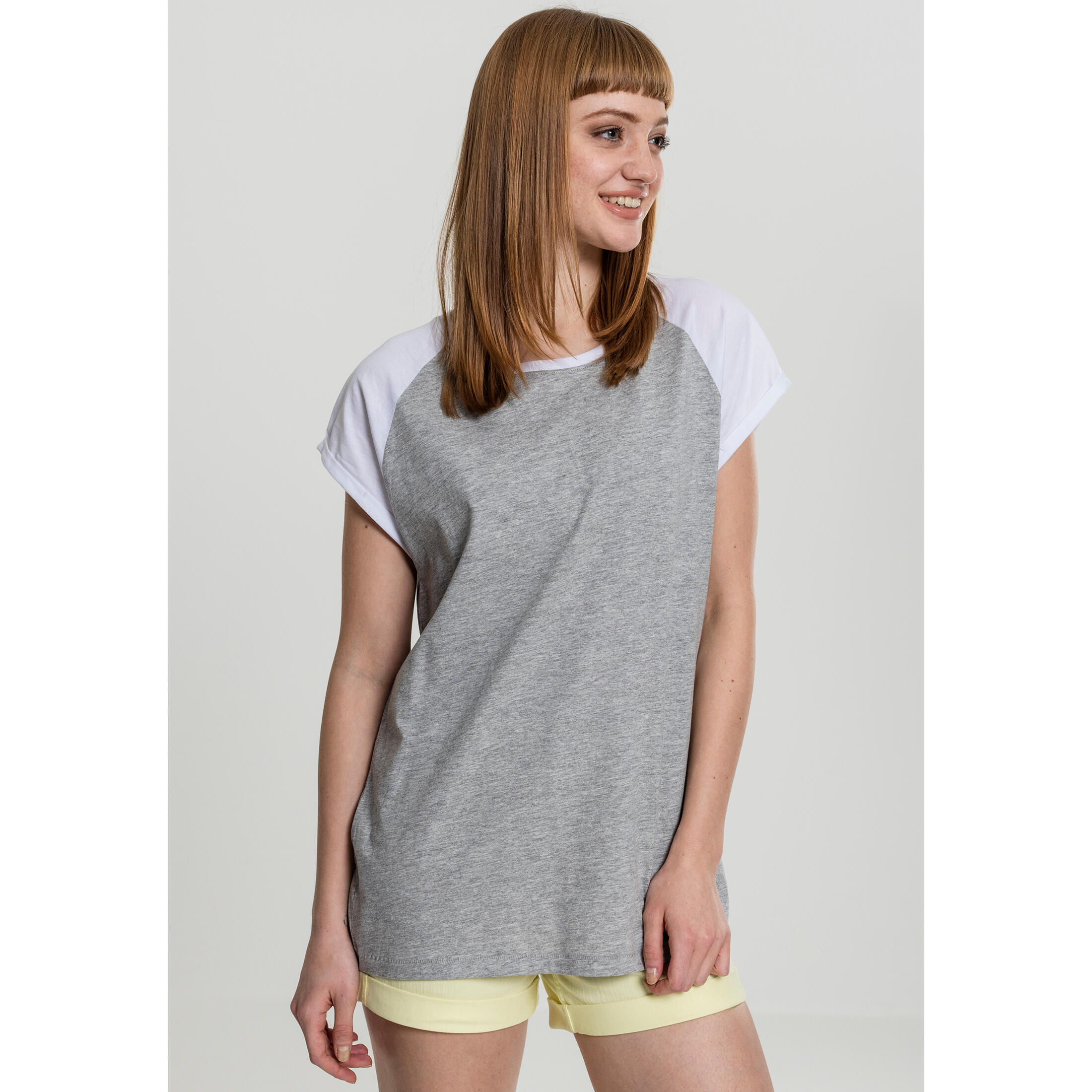 Urban Classics - T-shirt Femme Grandes Tailles Urban Classic Contrat Raglan - T-shirt Manches Courtes - Blanc|gris - Decathlon