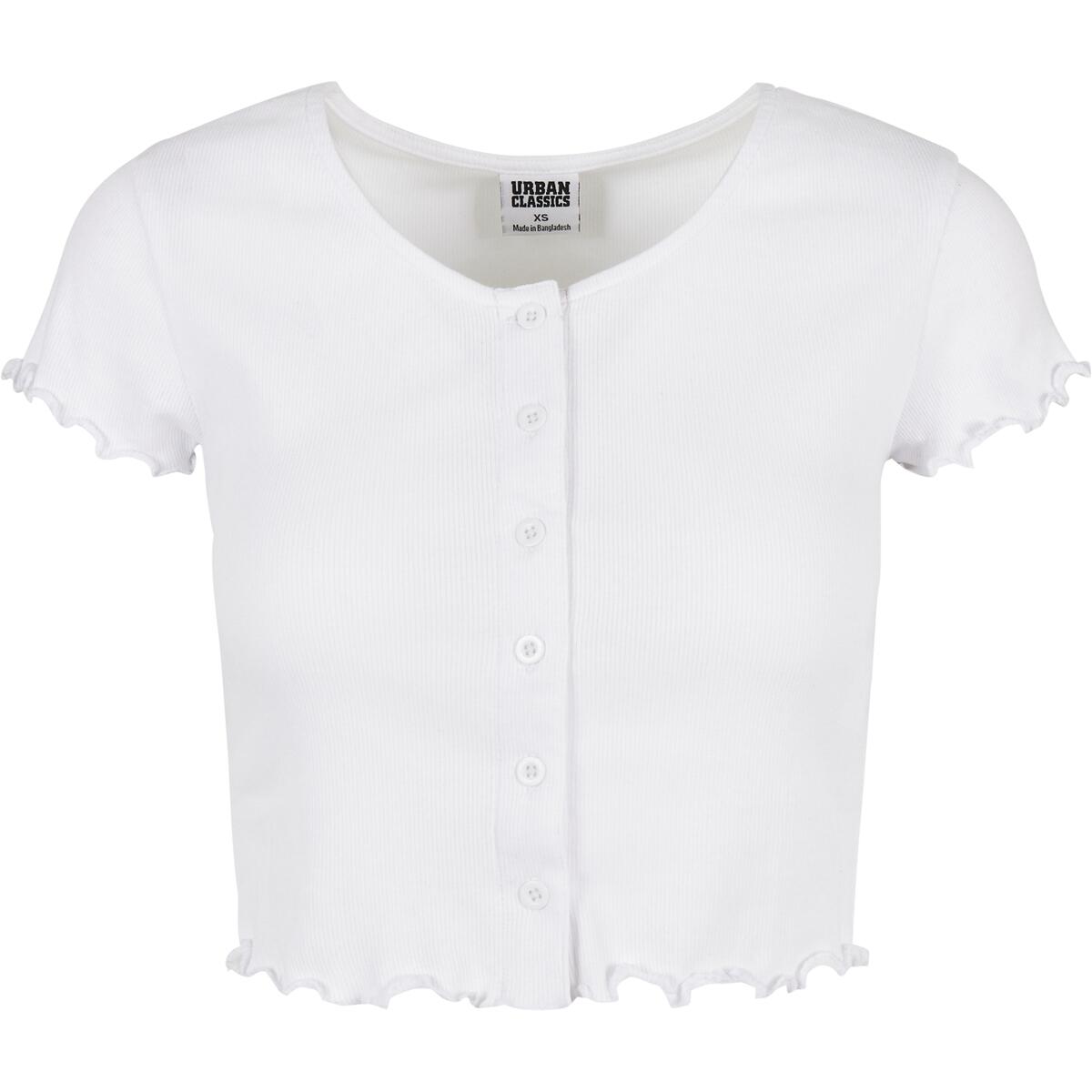 Urban Classics - T-shirt Femme Urban Classics Cropped Button Up Rib - T-shirt Manches Courtes - Blanc - Decathlon