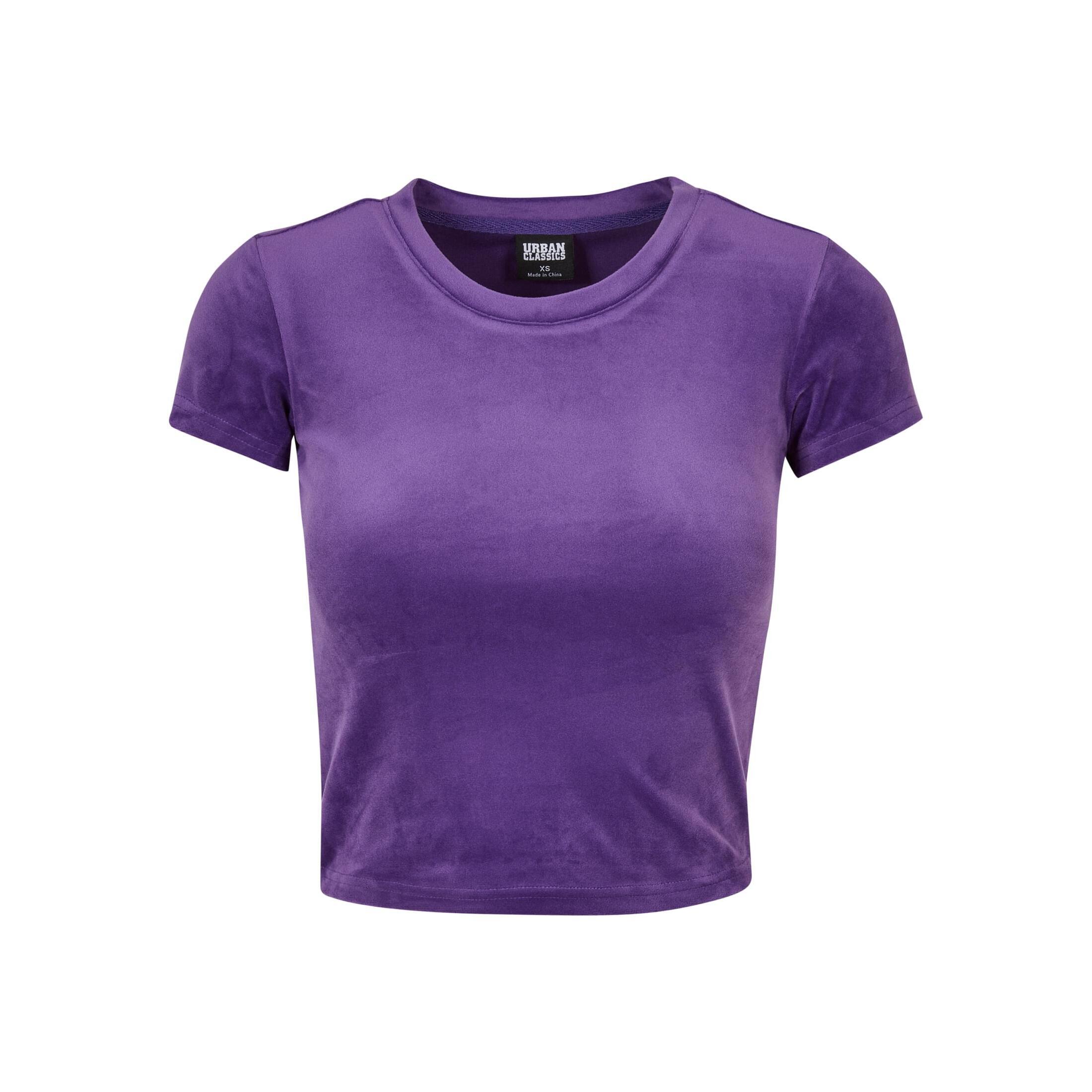 Urban Classics - T-shirt En Velours Femme Urban Classics - T-shirt Manches Courtes - Violet - Decathlon